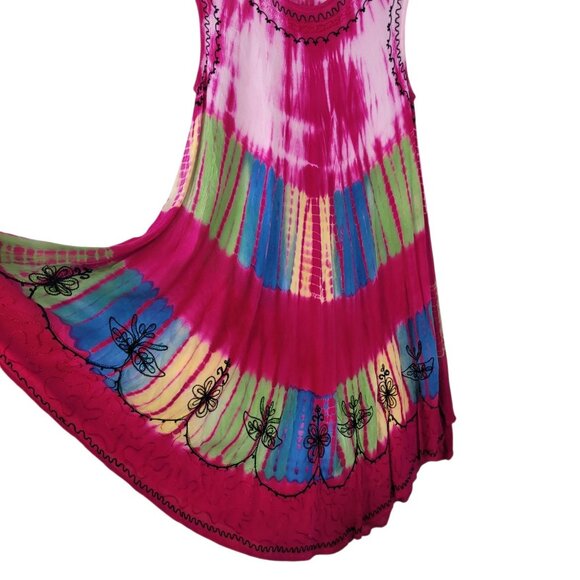 Vtg Beach Dress One size Small Medium Large XL Swim Cover-Up Tie Dye Assymetric - Picture 3 of 7